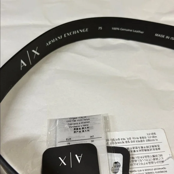 A/X Armani Exchange Plate Belt Leather and Metal Black Size  display picture 1